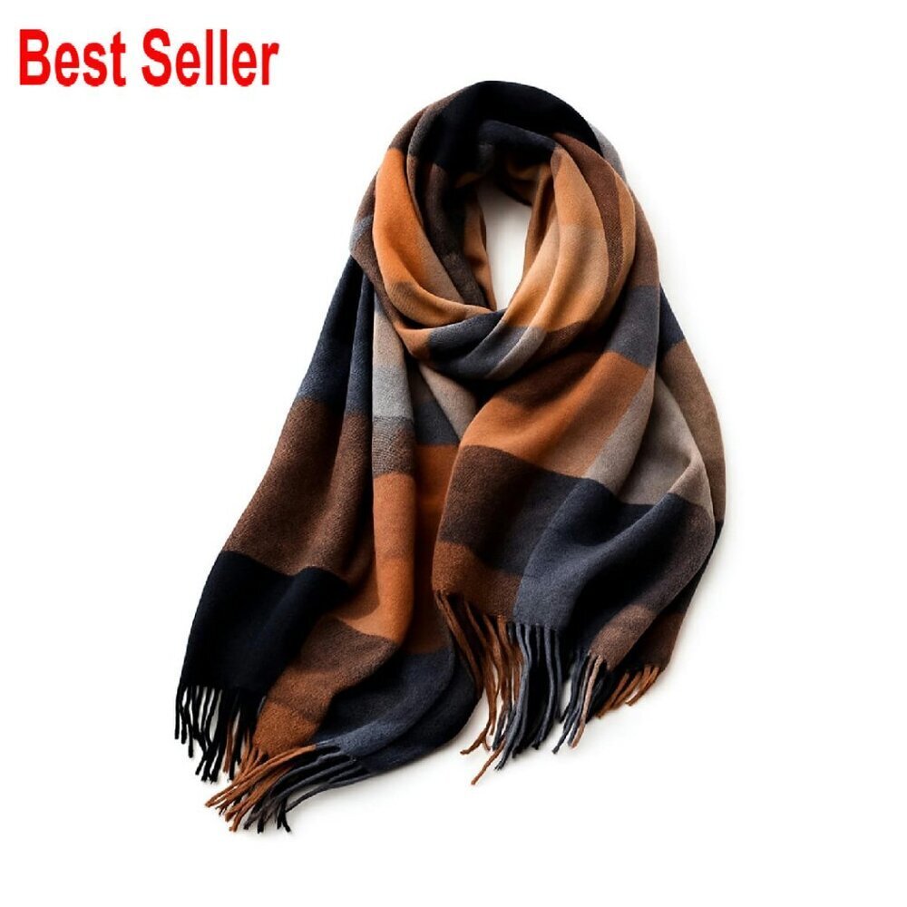 Oversized Faux Cashmere Plaid Scarf Shawl Wrap Classic Chic Winter Essential